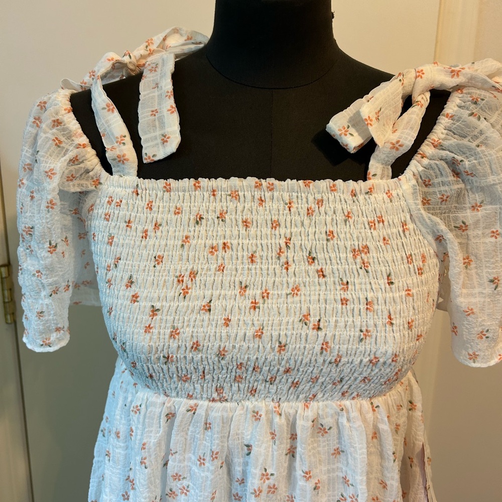 NWT Ivy City Co. Cream Dress with Orange Floral Pattern mini Daydreamers Dress